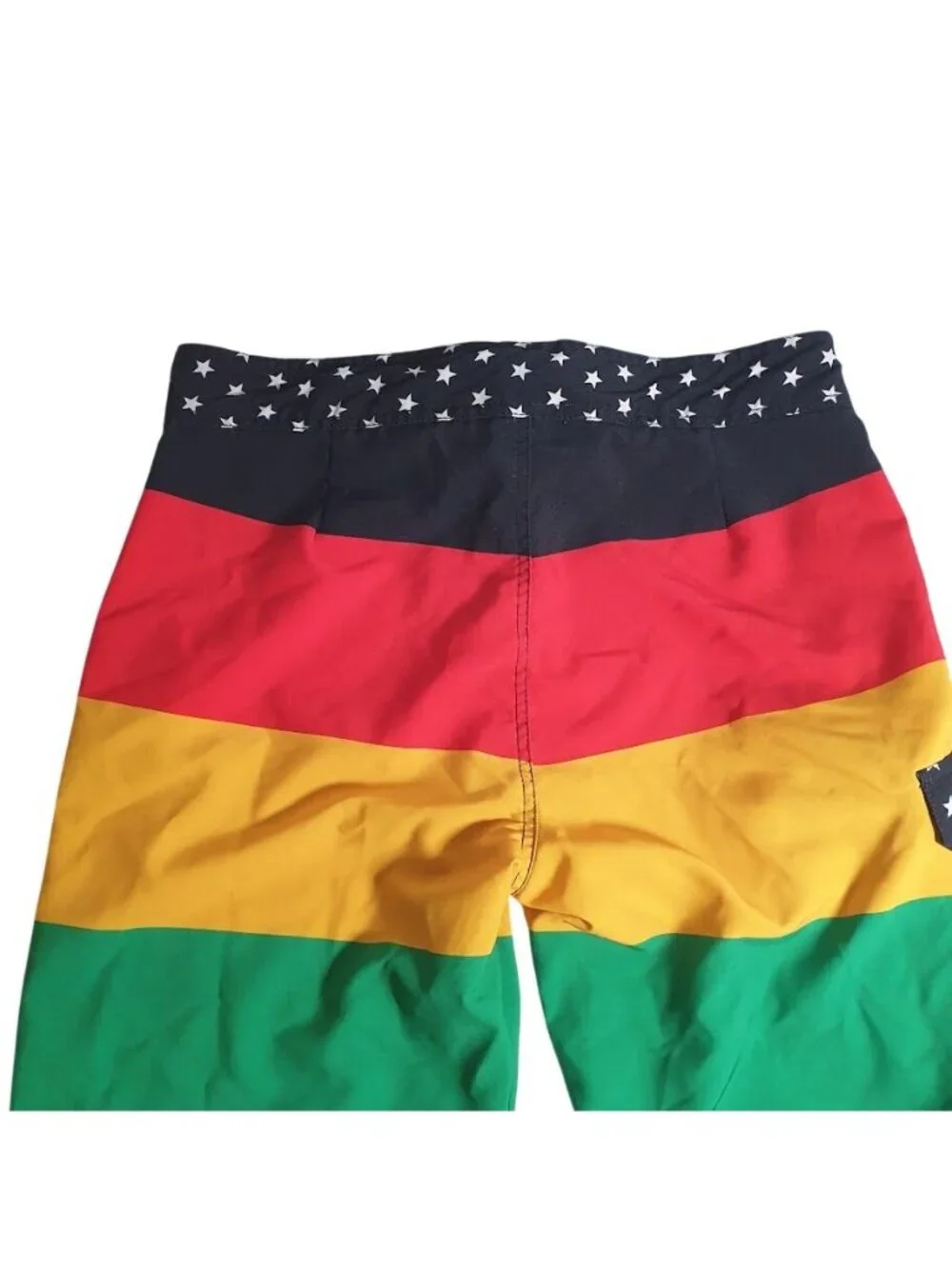 Carbon Rasta Board Shorts Mens Size 30 Colorblock Waist Pocket Beach Island Pool